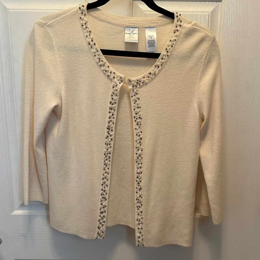 Emma James Cream Blouse with Beaded Trim
